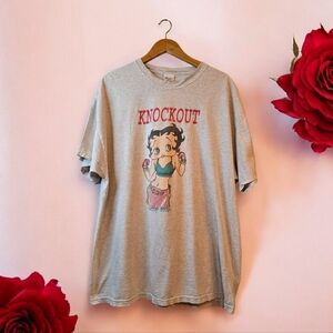 College Ware USA 100% Cotton Gray Betty Boop Knockout T-Shirt One Size Retro
